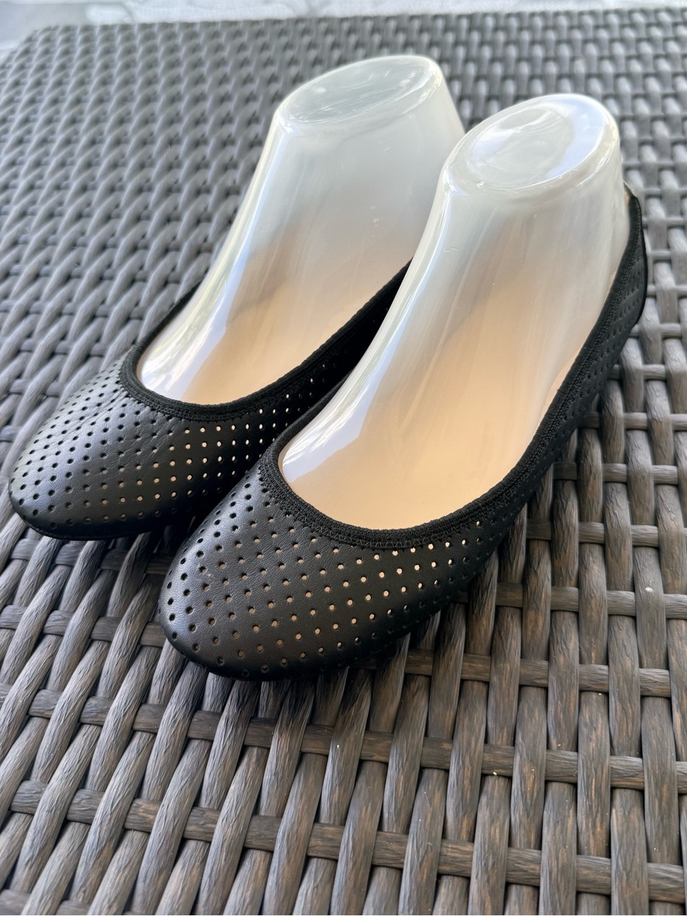 Adam Tucker Black Perforated Ballet Flats - Picture 3 of 15